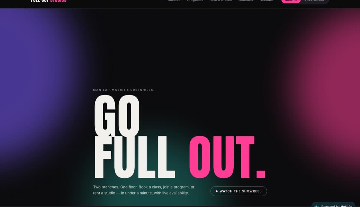 Full Out Studios website